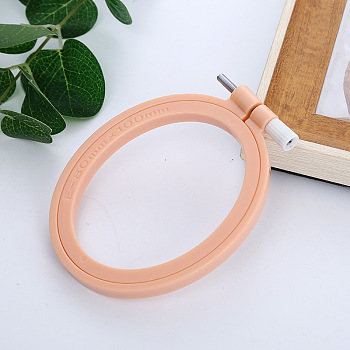 Adjustable ABS Plastic Oval Embroidery Hoops, Embroidery Circle Cross Stitch Hoops, for Sewing, Needlework and DIY Embroidery Project, Dark Salmon, 100x80mm