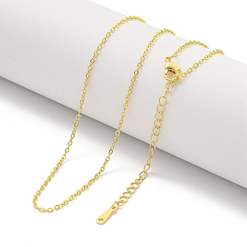 Brass Cable Chain Necklaces for Women, Real 18K Gold Plated, 18.03 inch(458mm)