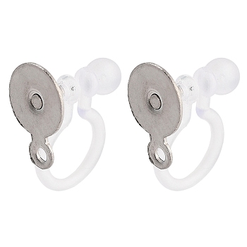 Non-Tarnish 304 Stainless Steel Clip-on Earrings Findings, Stainless Steel Color, 13x6mm, Hole: 1mm