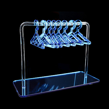 Acrylic Earrings Display Stands, Clothes Hangers Shaped Dangle Earring Organizer Holder, with 8Pcs Mini Hangers, Blue, 6x15x12cm