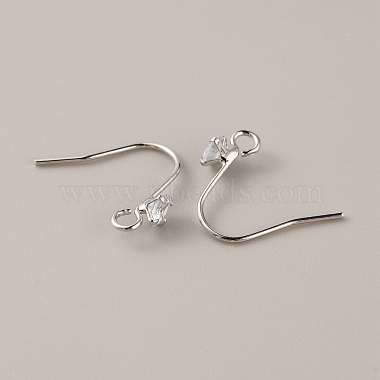 Platinum Clear Brass+Cubic Zirconia Earring Hooks