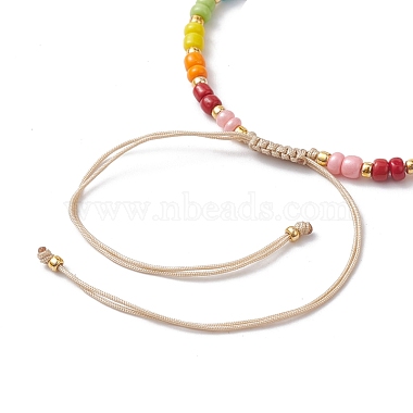 bracelet de perles tressées en verre coloré et en laiton(BJEW-JB10138-02)-4