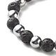 Natural Lava Rock & Non-magnetic Synthetic Hematite Round Beads Energy Power Stretch Bracelets Sett(BJEW-JB07051)-8