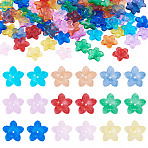90Pcs 9 Colors Transparent Glass Beads, Flower, Mixed Color, 20.5x21.5x5.5mm, Hole: 1.6mm, 10pcs/color(GLAA-TA0004-42)
