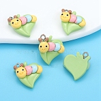 Resin Pendants, with Platinum Tone Loop, Heart, 20x21mm, Hole: 2mm(PW-WG4732E-02)
