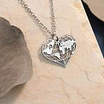 201 Stainless Steel Heart with Map Pendant Necklaces for Women, Non-Tarnish, Stainless Steel Color, 15.75 inch(40cm)(FS-WGB4230-02)
