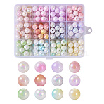 192Pcs 12 Colors Two Tone Opaque Acrylic Beads, Round, Mixed Color, 10mm, Hole: 1.8mm, 16pcs/color(SACR-TA0001-35)