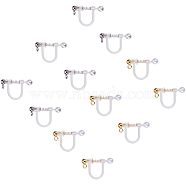 Plastic Clip-on Earring Findings, with Loop, Shell Pearl and 316 Surgical Stainless Steel Findings, Golden & Stainless Steel Color, 17.5x11.5x3mm, Hole: 1.1mm, 12pcs/box(STAS-UN0001-21)