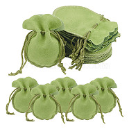 Calabash Velvet Jewelry Storage Drawstring Pouches, Christmas Wedding Party Gift Packing Bags, Yellow Green, 9x7x0.1cm(TP-WH0011-05F)