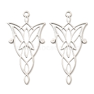 Non-Tarnish 201 Stainless Steel Pendants, Laser Cut, Flower Charm, Stainless Steel Color, 41x20.5x1mm, Hole: 1.8mm(STAS-M318-22P)