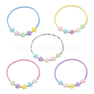 Flowers Opaque Acrylic Stretch Kid Necklaces, Colorful, 17.72 inch(45cm)(NJEW-JN03972)