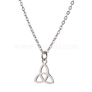 Non-Tarnish Trinity Knot/Triquetra 304 Stainless Steel Pendant Necklaces, Cable Chains Necklaces for Women, Stainless Steel Color, 17.99 inch(45.7cm)(NJEW-JN04882-02)