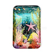 Glass Cabochons, Rectangle with Ocean Theme, Starfish, 51.5x32.5x8.5mm(GGLA-T004-14J)