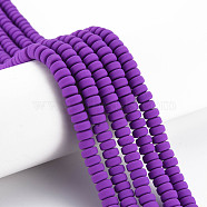 Handmade Polymer Clay Beads Strands, for DIY Jewelry Crafts Supplies, Flat Round, Purple, 6~7x3mm, Hole: 1.5mm, about 113~116pcs/strand, 15.55 inch~16.14 inch(39.5~41cm)(CLAY-N008-55)