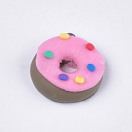 Handmade Polymer Clay Pendants, with Iron Findings, Donut, Platinum, Pearl Pink, 25.5x24x8.5mm, Hole: 1.5mm(CLAY-S093-14)