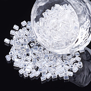 Two Cut Glass Seed Beads, Transparent Colours Lustered, Round Hole, Hexagon, Clear, 2~2.5x2.5mm, Hole: 1mm, about 450g/bag(SEED-S018-11A)