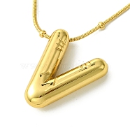 Ion Plating(IP) Initial Letter 304 Stainless Steel Pendant Necklaces, Real 18K Gold Plated, Letter V, 15.91 inch(40.4cm), pendant: 19.5x16.5mm(NJEW-R265-05G-V)