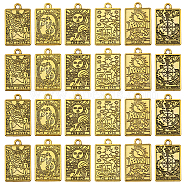 24Pcs 6 Style Zinc Alloy Pendants, Rectangle with Tarot Charm, Antique Golden, 23.3x14x1.5mm, Hole: 1.8mm, 4pcs/style(FIND-CA0008-06)
