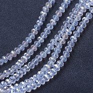 Electroplate Glass Beads Strands, AB Color Plated, Faceted, Rondelle, Clear AB, 3x2mm, Hole: 0.8mm, about 145~150pcs/strand, 34~35cm(EGLA-A034-T2mm-B02)