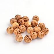 Original Color Natural Wood Beads, Round Wooden Spacer Beads for Jewelry Making, Undyed, Peru, 8x7mm, Hole: 2.5mm(TB611Y-8mm-LF)