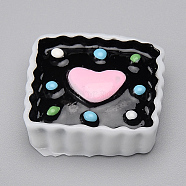 Resin Cabochons, Cake, Black, 18.5~19.5x18x6.5mm(X-CRES-T005-11A)