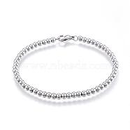 304 Stainless Steel Beaded Bracelets, with Lobster Clasp, Stainless Steel Color, 7-5/8 inch(195mm)x4mm(BJEW-G544-34P)