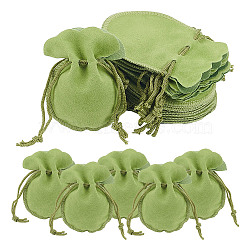 Calabash Velvet Jewelry Storage Drawstring Pouches, Christmas Wedding Party Gift Packing Bags, Yellow Green, 9x7x0.1cm(TP-WH0011-05F)