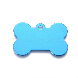 Pet Aluminium Pendants, Stamping Blank Tag, Bone, Deep Sky Blue, 25x38x1mm, Hole: 3mm(ALUM-I002-06G)