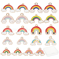 SUNNYCLUE Alloy Pendants, with Enamel, Rainbow, Light Gold, Mixed Color, 40pcs/box(ENAM-SC0001-76LG)