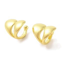 Brass Cuff Earrings for Women, Leaf, Real 18K Gold Plated, 12.5x16.5mm(EJEW-I305-36G)