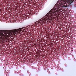 MIYUKI Delica Beads, Cylinder, Japanese Seed Beads, 11/0, (DB1338) Dyed Silver Lined Rose, 1.3x1.6mm, Hole: 0.8mm, about 2000pcs/10g(X-SEED-J020-DB1338)