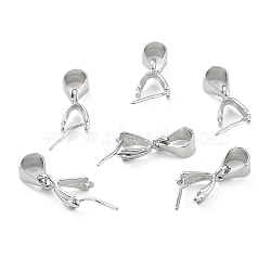 Anti-Tarnish Rhodium Plated 925 Sterling Silver Ice Pick Pinch Bails, Platinum, 9x5x3mm, Inner Diameter: 5x4mm, Pin: 0.5mm(STER-Z001-017P)