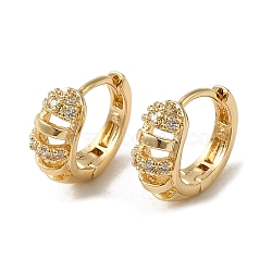 Brass Micro Pave Cubic Zirconia Hoop Earring, Light Gold, 14x6mm(EJEW-L271-24KCG-01)