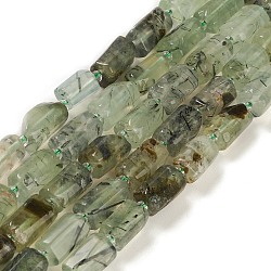 Natural Prehnite Beads Strands, with Seed Beads, Faceted, Column, 5.5~7.5mm, Hole: 0.7mm, about 26~33pcs/strand, 15.67''~16.46''(39.8~41.8cm)(G-M403-B29)