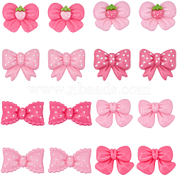 48Pcs 8 Styles Opaque Resin Cabochon, Bowknot, Mixed Color, 15~20x19~26x6~7.5mm, 6pcs/style(RESI-BM0001-03)