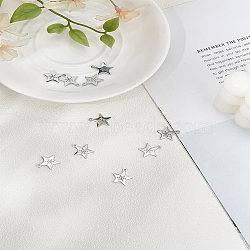 10Pcs 201 Stainless Steel Charms, Star with Snowflake Pattern, Stainless Steel Color, 15x14x1.1mm(STAS-LP0003-49)