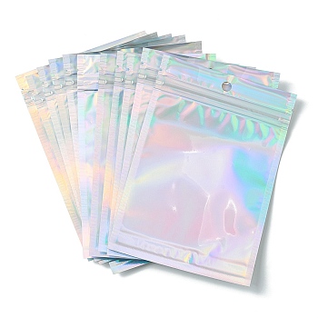 Rectangle Zip Lock Plastic Laser Bags, Resealable Bags, Clear, 16x11cm, Hole: 8mm, Unilateral Thickness: 2.3 Mil(0.06mm)