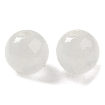 Translucent Resin Beads, Glitter Beads, Round, WhiteSmoke, 8x7.5mm, Hole: 1.8mm