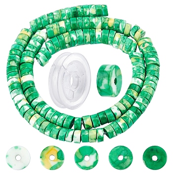 SUNNYCLUE DIY Stretch Bracelets Making Kits, Including 1 Strand Disc Natural Ore Beads Strands and 1 Roll Strong Stretchy Beading Elastic Thread, 6x2.5~3mm, Hole: 0.8mm, about 147pcs/strand, 15.43 inch(39.2cm)