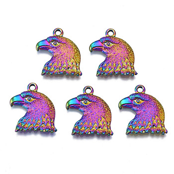 Rainbow Color Alloy Pendants Enamel Settings, Cadmium Free & Nickel Free & Lead Free, Eagle, 21.5x19.5x3mm, Hole: 1.8mm