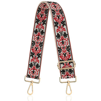 Ethnic Style Embroidered Adjustable Strap Accessory, Cerise, 130x5cm