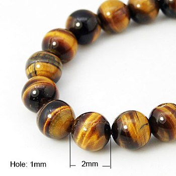 Natural Tiger Eye Beads Strands, Grade A, Round, Goldenrod, Size: about 2mm in diameter, hole: 0.5mm, about 190pcs/strand, 15 inch.