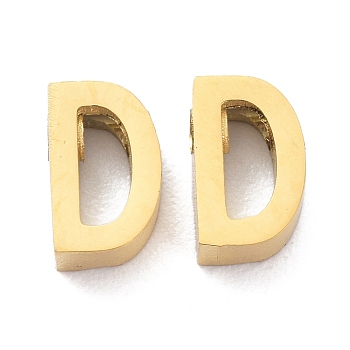 Ion Plating(IP) 304 Stainless Steel Charms, Alphabet, Golden, Letter.D, 8x5x3mm, Hole: 1.8mm