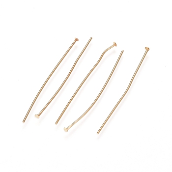 304 Stainless Steel Flat Head Pins, Golden, 35x0.6mm, 22 Gauge, Head: 1.4mm