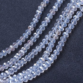 Electroplate Glass Beads Strands, AB Color Plated, Faceted, Rondelle, Clear AB, 3x2mm, Hole: 0.8mm, about 165~169pcs/strand, 15~16 inch(38~40cm)