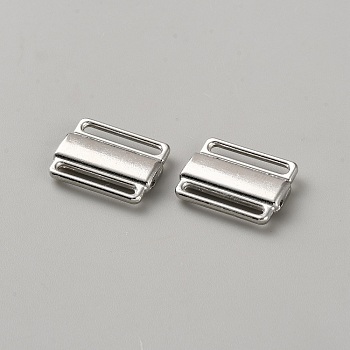 Alloy Bikini Clips, Bra Clasp Replacement Part, Lingerie Front Closure, Platinum, 19.5x14.5x2.5mm, Inner Diameter: 14.5x1.8mm