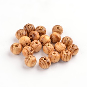Original Color Natural Wood Beads, Round Wooden Spacer Beads for Jewelry Making, Undyed, Peru, 8x7mm, Hole: 2.5mm