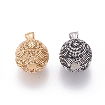 304 Stainless Steel Pendants, Basketball, Mixed Color, 25x21mm, Hole: 5x8mm