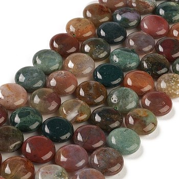 Natural Indian Agate Beads Strands, Flat Round, 14.6~15.5x6~6.5mm, Hole: 0.8mm, about 27pcs/strand, 15.59''~15.87''(39.6~40.3cm)