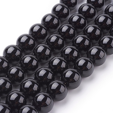 10mm Black Round Tourmaline Beads